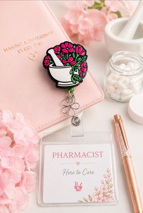 Floral Pharmacy Badge Reel Holder